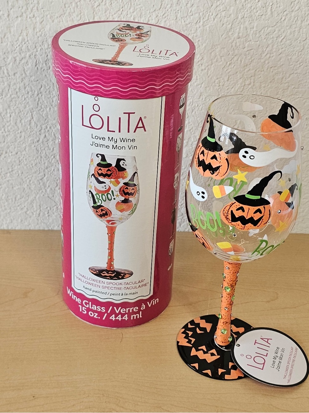 Lolita Halloween Pumpkin Wine Glass - Orange & Black